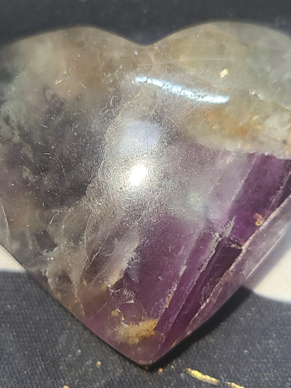 Polished Purple and Cream Heart-Shaped Decorative Stone